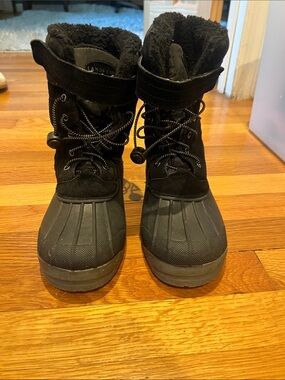 Lands' End Kids Black Insulated Waterproof Snow Boots